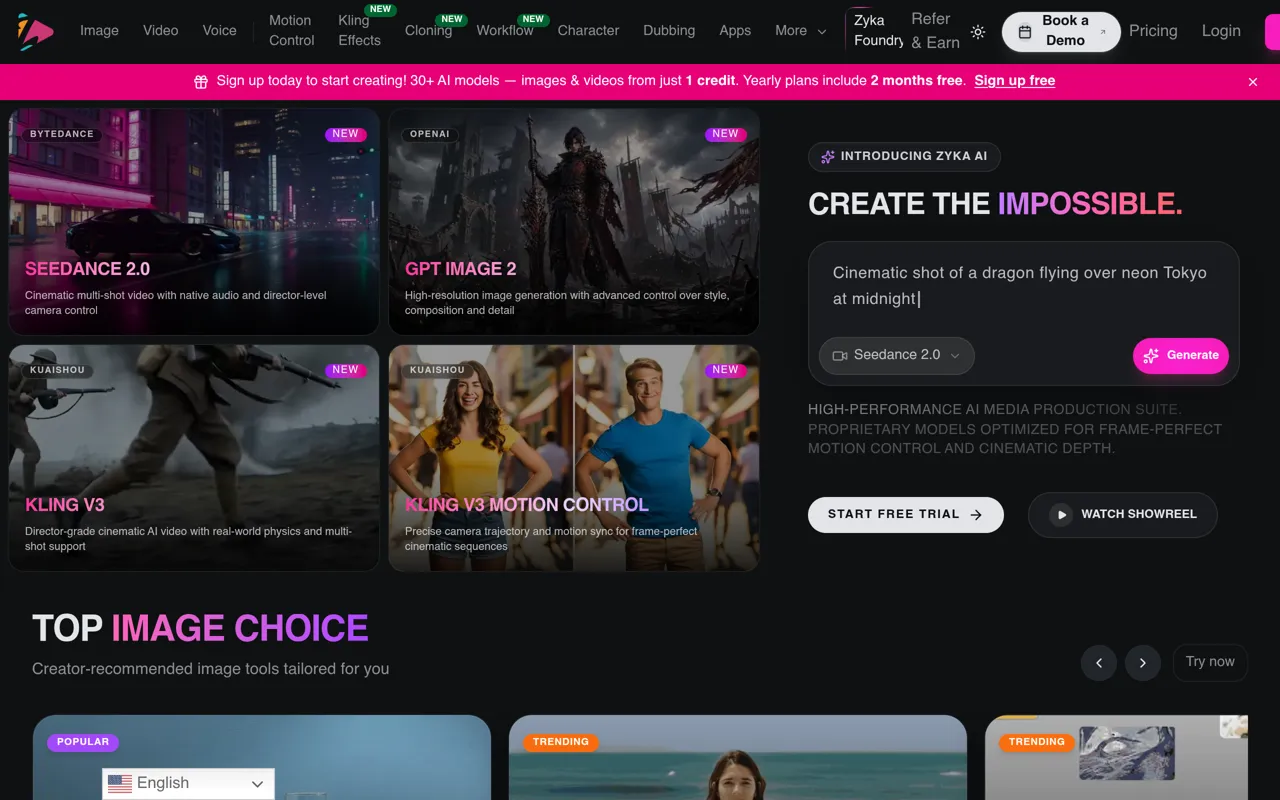Screenshot of Zyka.ai