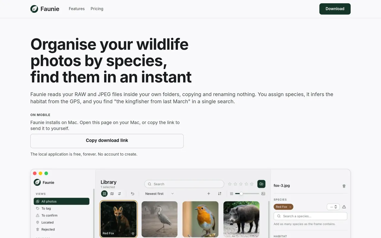 Screenshot of Faunie