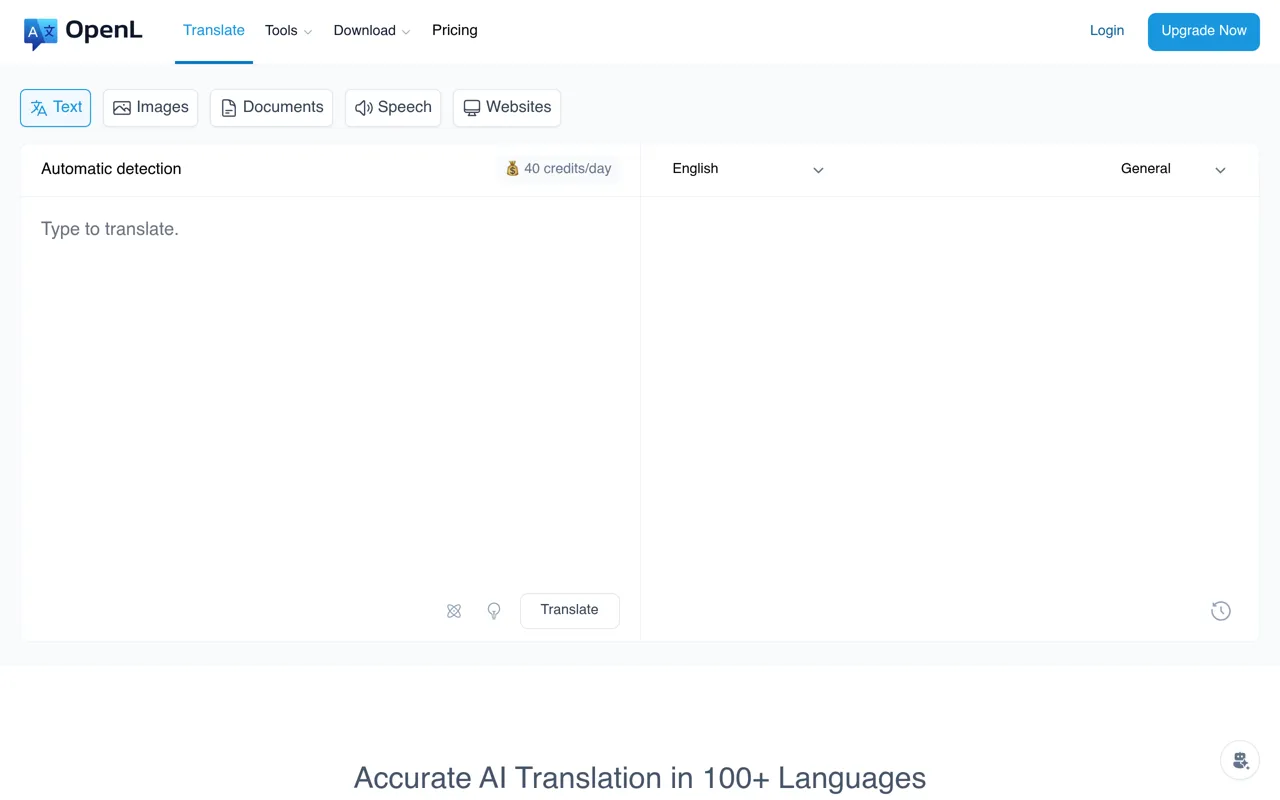 Screenshot of OpenL Translate