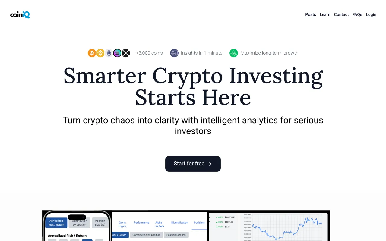 Screenshot of CoinIQ