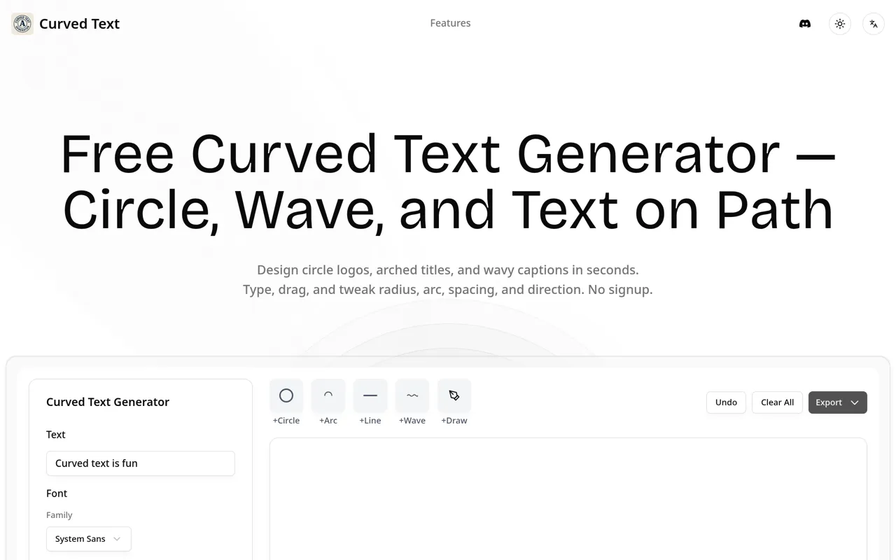 Screenshot of Curved Text