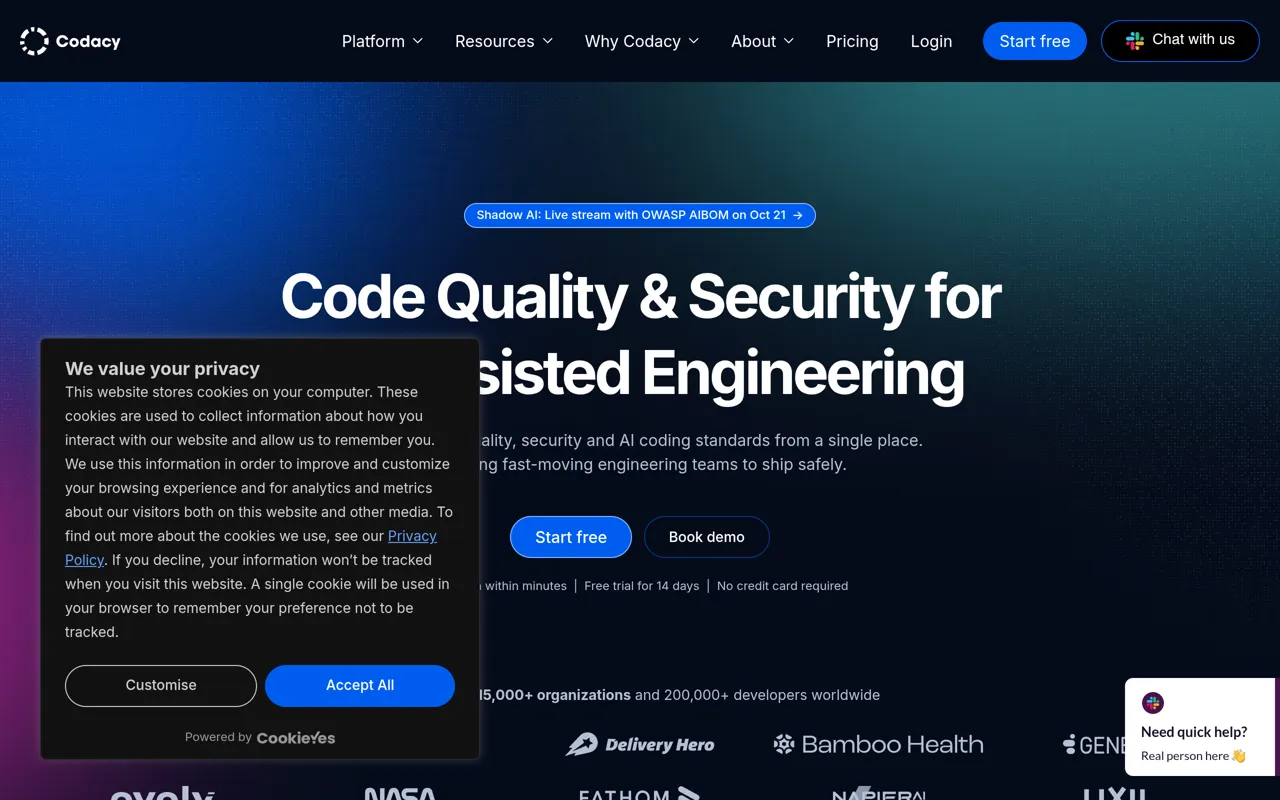 Screenshot of Codacy