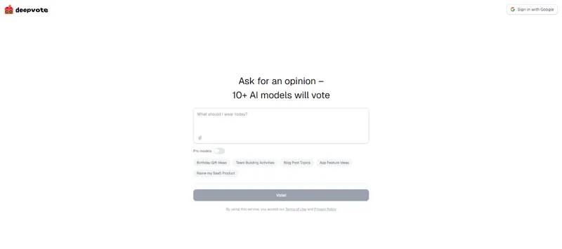 Screenshot of Deepvote