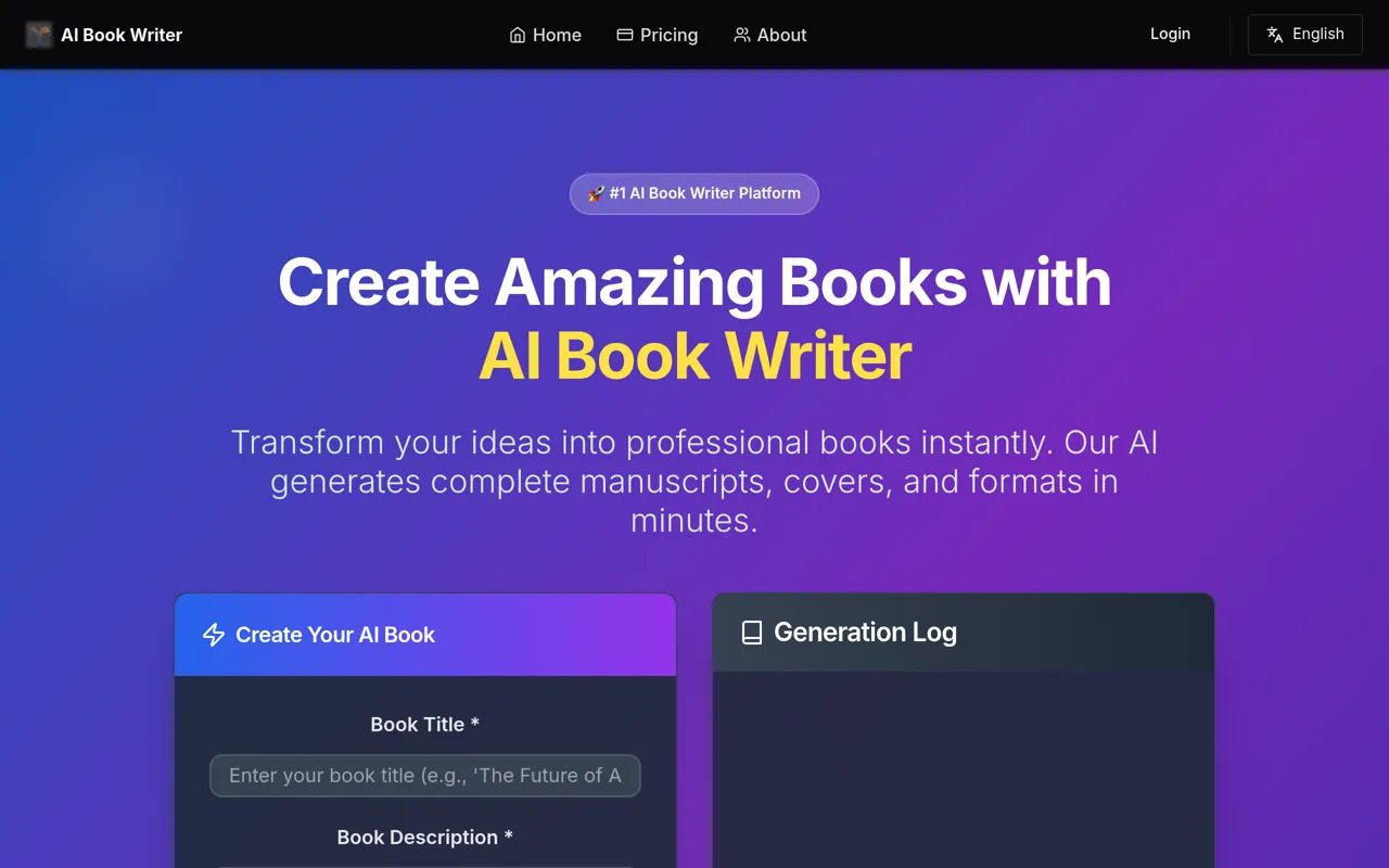 Screenshot of AI Book Writer