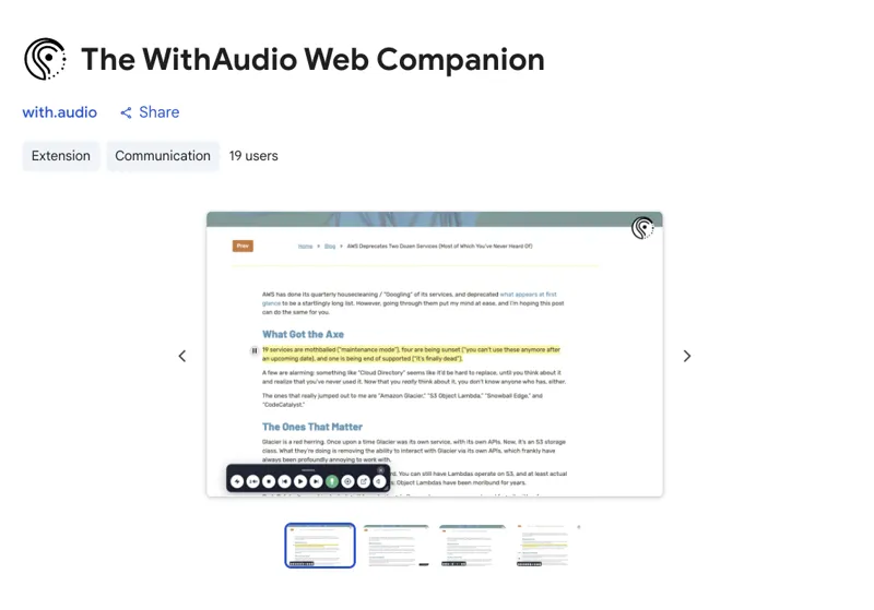 Screenshot of WithAudio