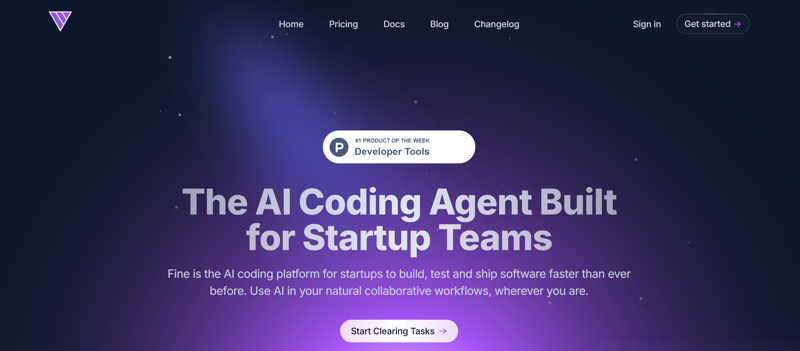 Screenshot of Fine - AI Coding Agent for Built For Startups