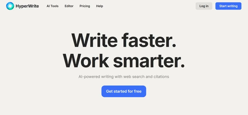 Screenshot of HyperWrite AI