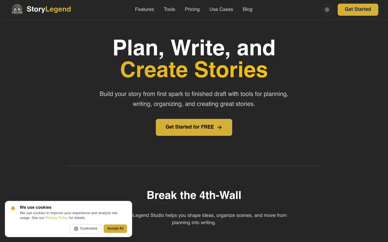 Screenshot of StoryLegend