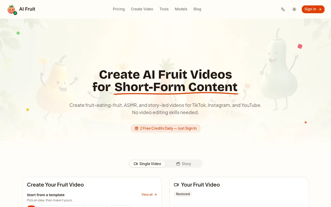 Screenshot of AI Fruit