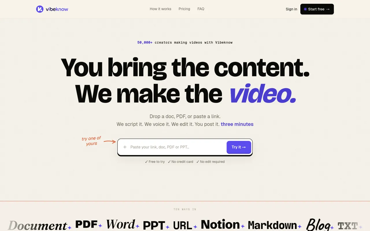 Screenshot of Vibeknow
