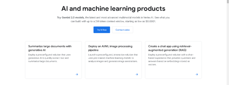 Screenshot of Google Cloud AI