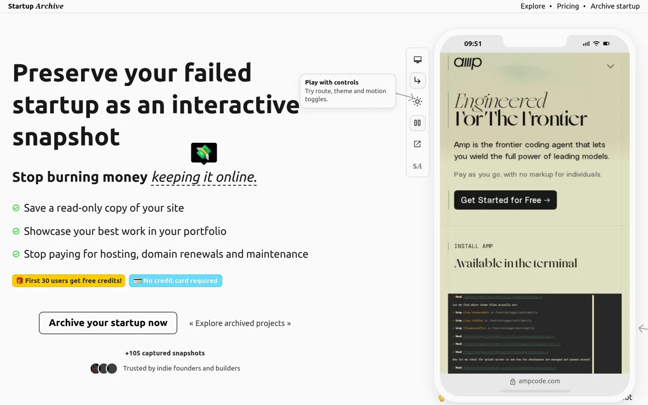 Screenshot of Startup Archive