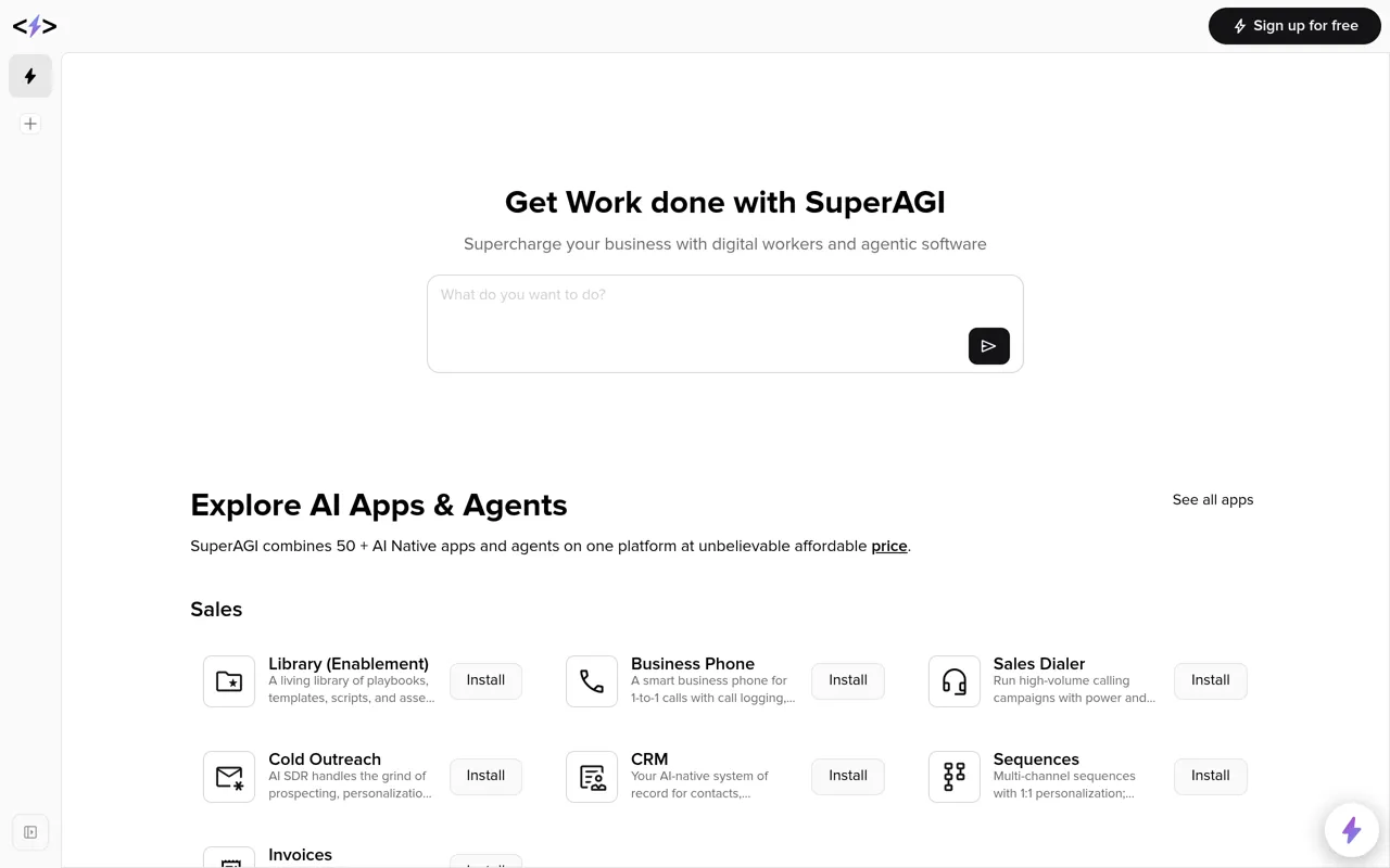 Screenshot of SuperAGI