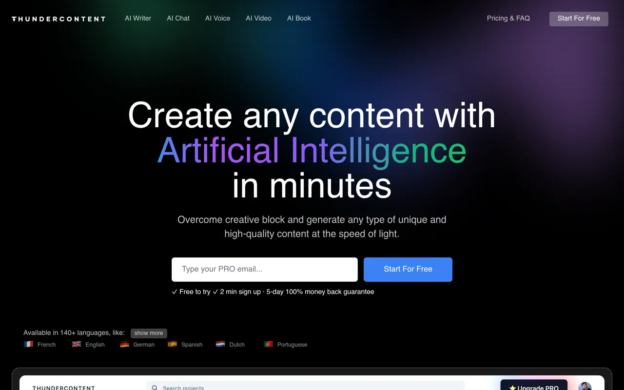 Screenshot of Thundercontent