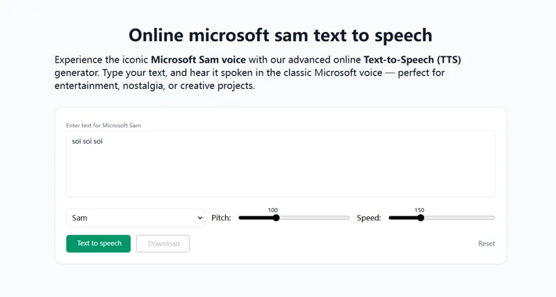 Screenshot of Microsoft Sam TTS