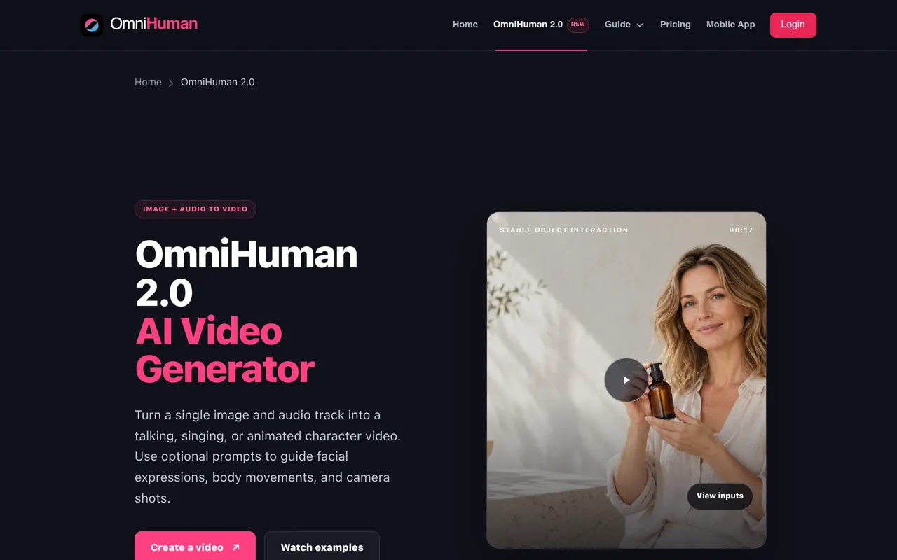 Screenshot of OmniHuman 2.0
