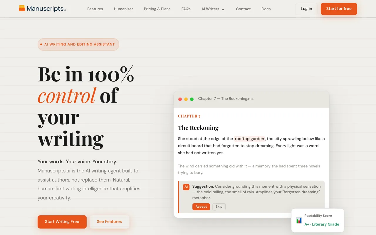 Screenshot of Manuscripts.ai