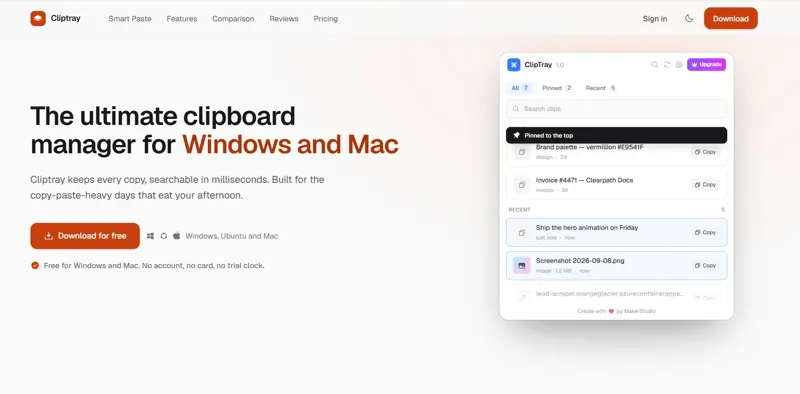 Screenshot of Cliptray