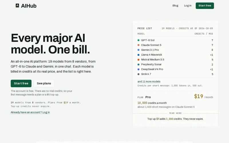 Screenshot of AIHub