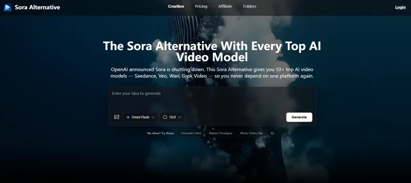 Screenshot of Sora Alternative