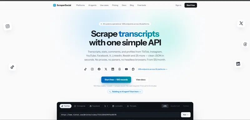 Screenshot of ScraperSocial