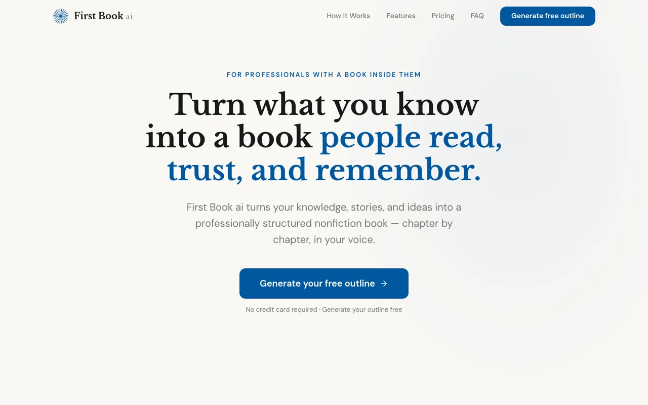 Screenshot of First Book AI