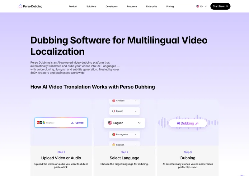 Screenshot of Perso AI