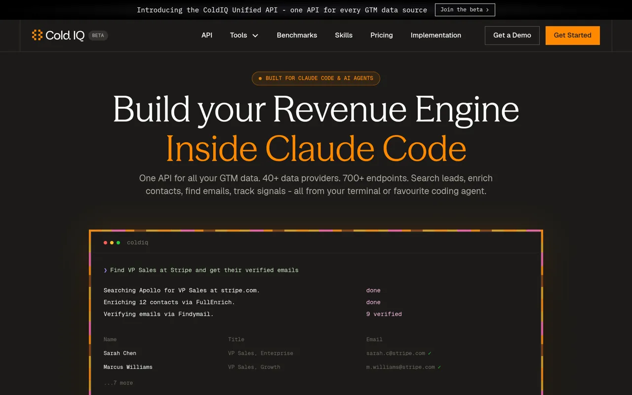 Screenshot of ColdIQ