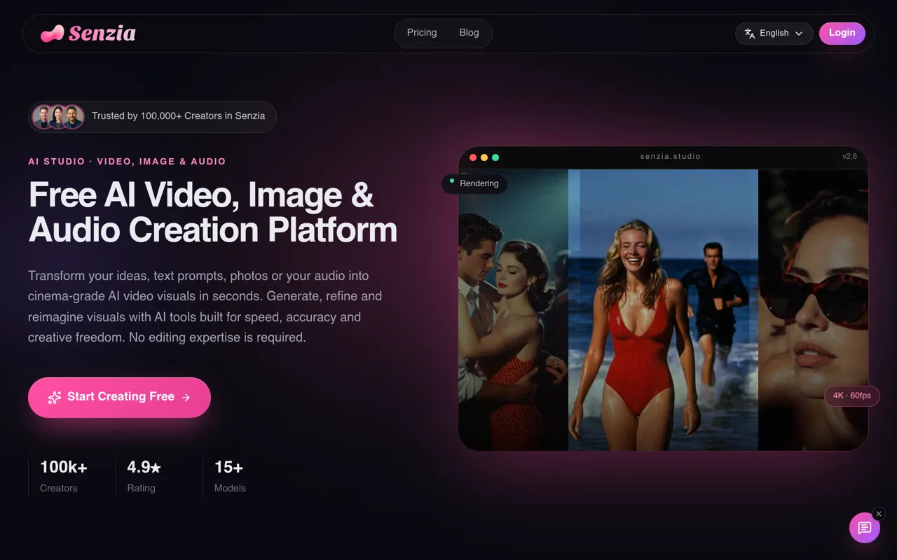 Screenshot of Senzia AI Studio
