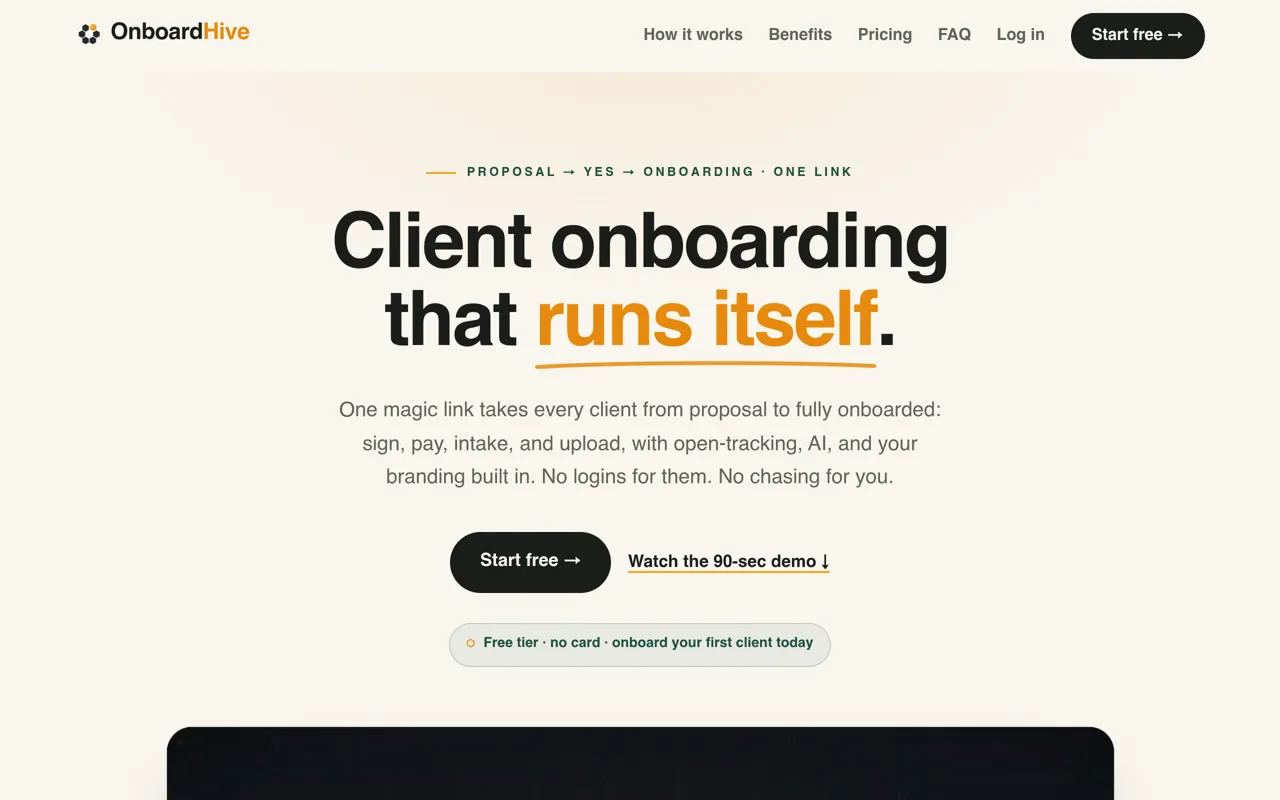 Screenshot of OnboardHive