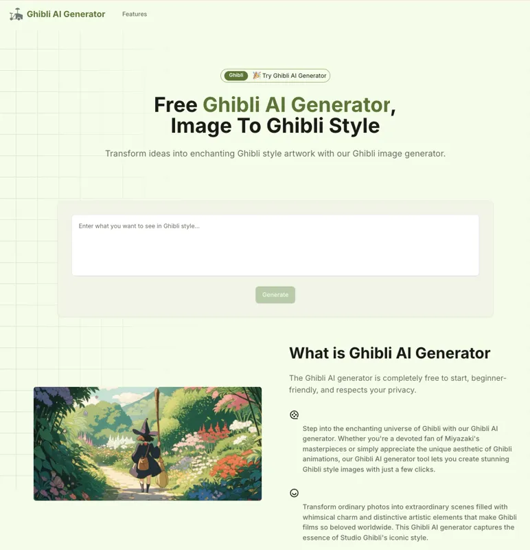 Screenshot of Ghibli AI Generator