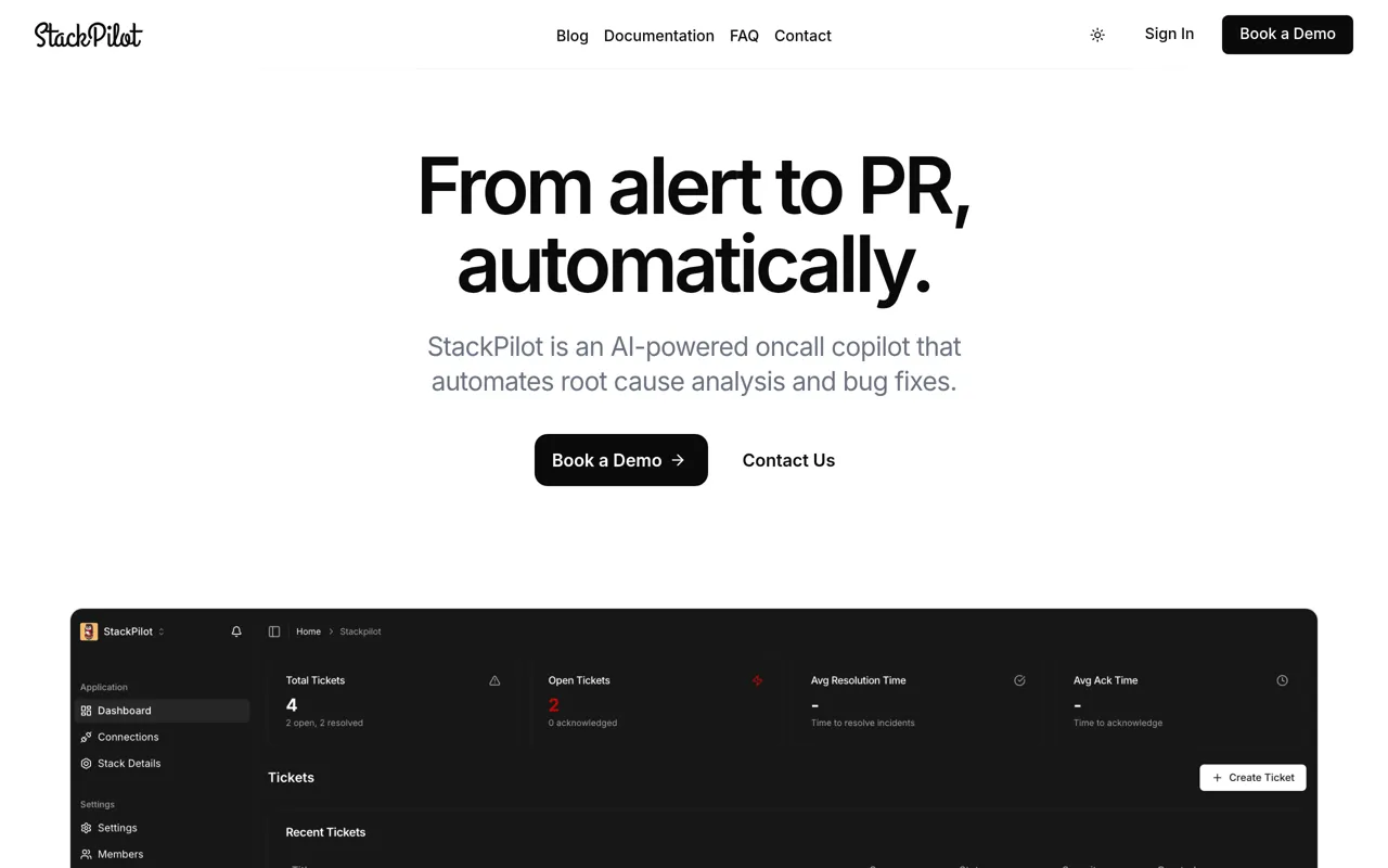 Screenshot of StackPilot