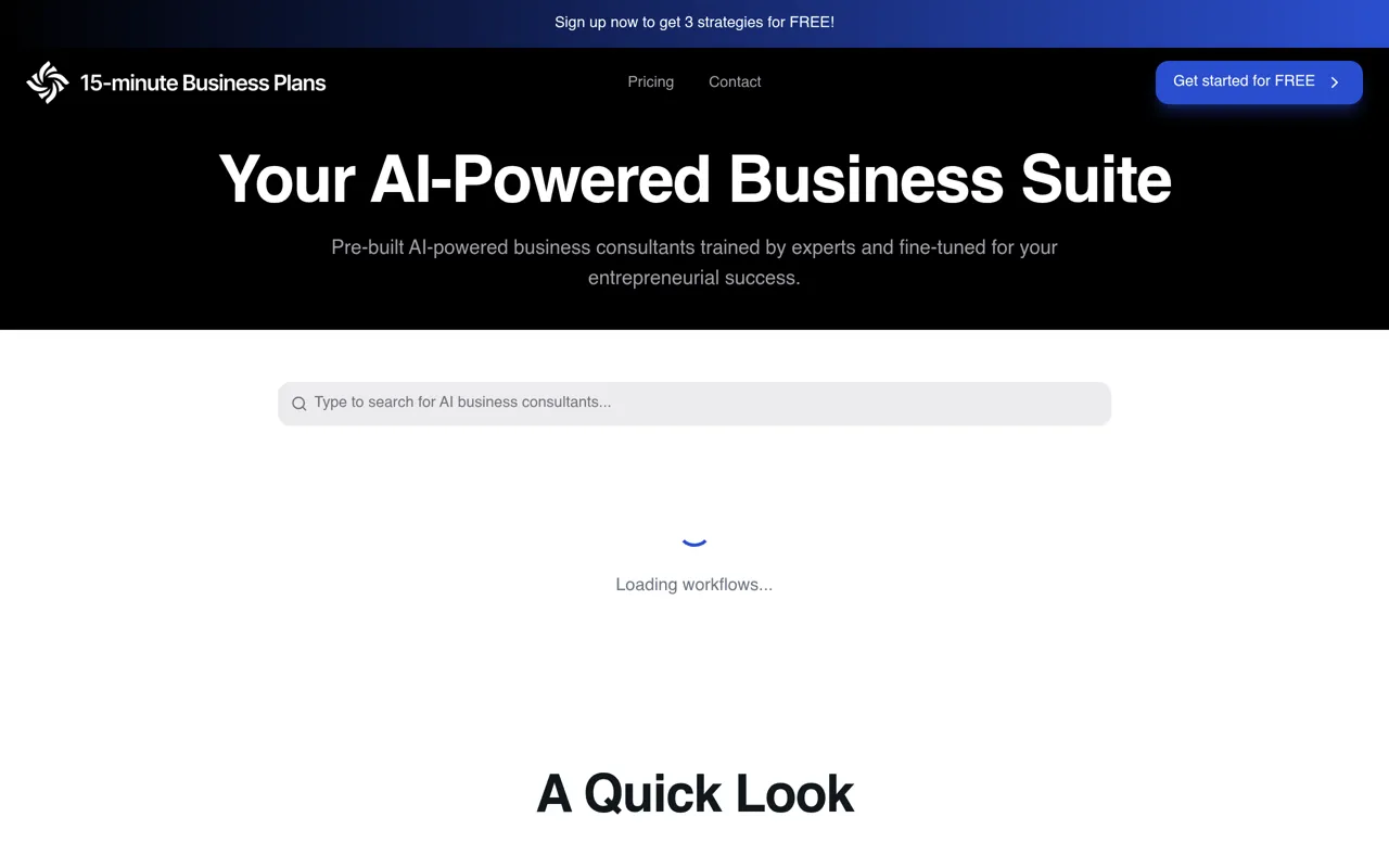 Screenshot of 15-minute Business Plans