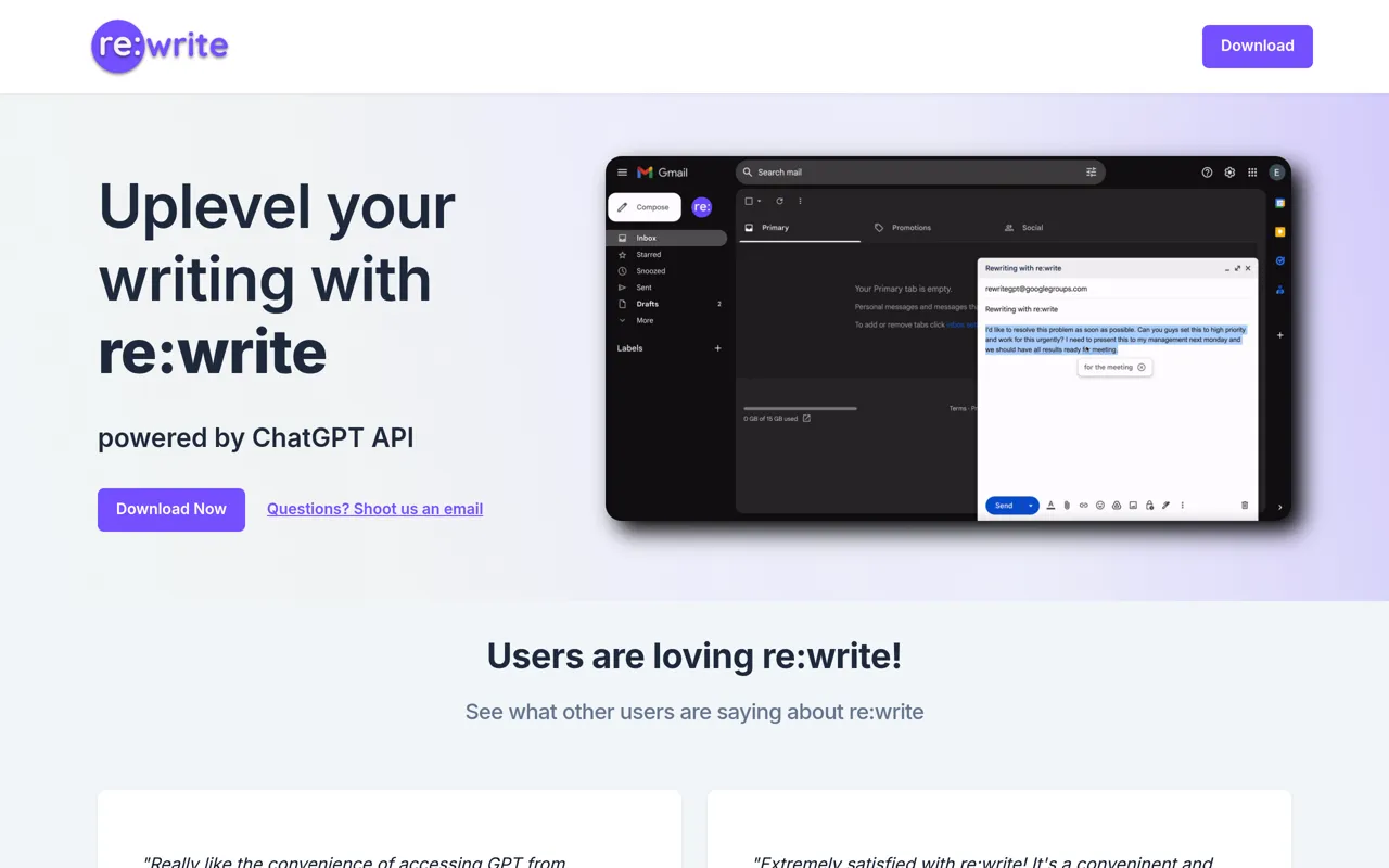Screenshot of re:write