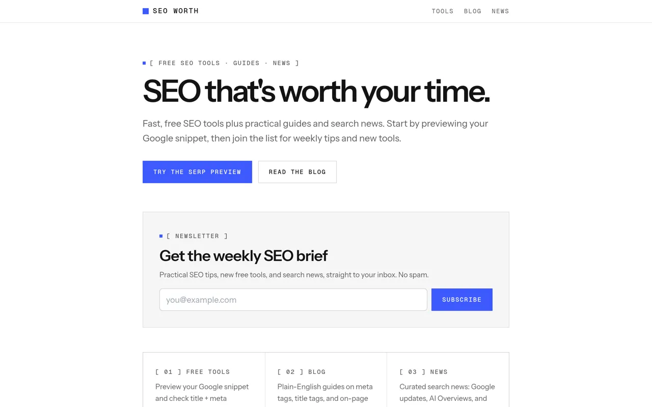 Screenshot of SEO Worth