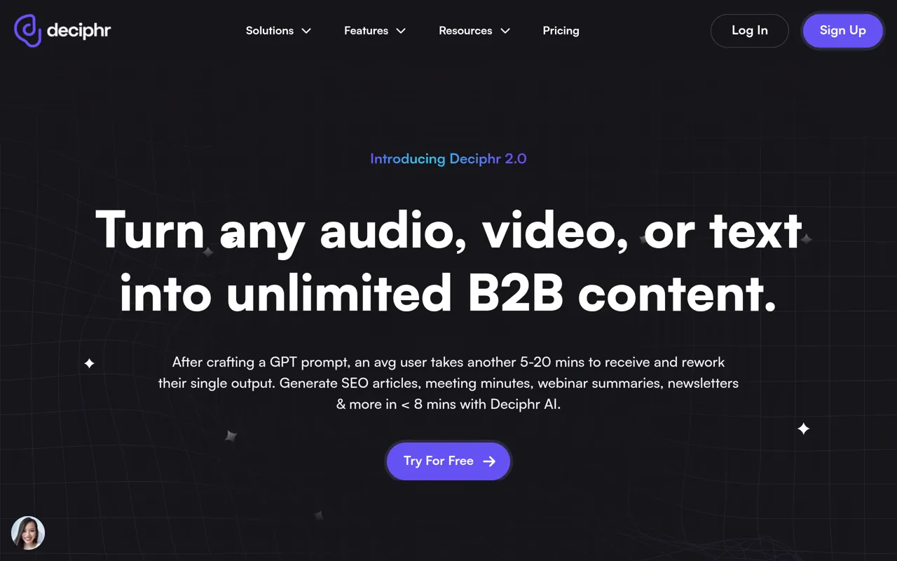Screenshot of Deciphr AI