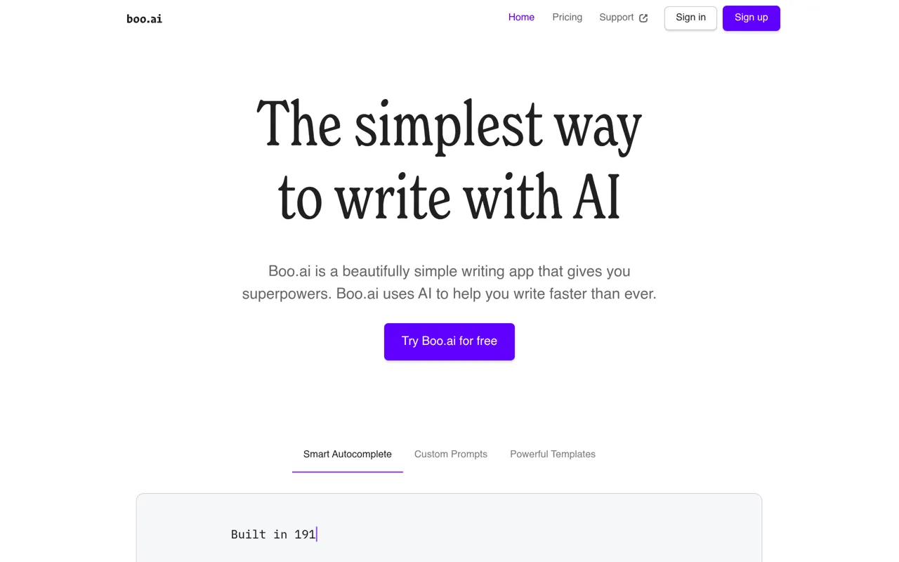 Screenshot of Boo.ai