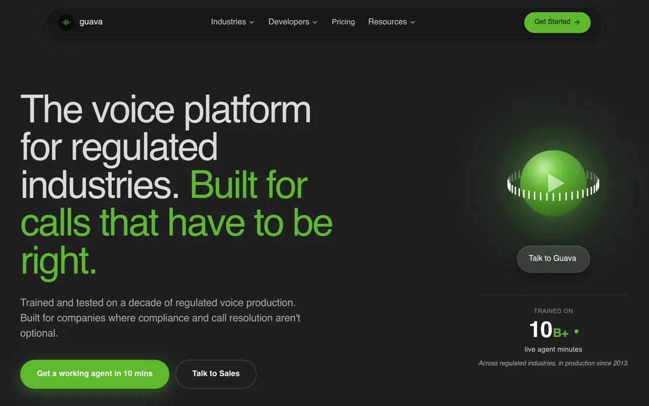 Screenshot of Guava Voice Agent API