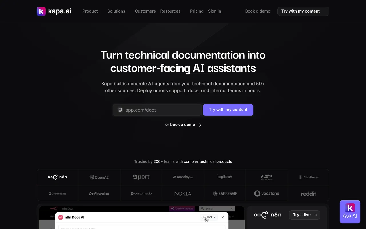 Screenshot of kapa.ai