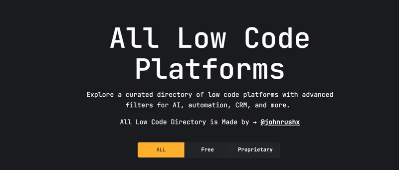 Screenshot of Low Code Platforms