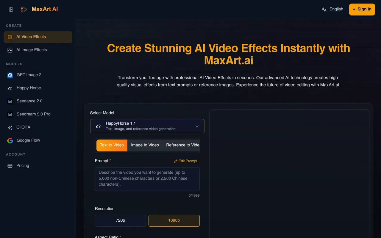 Screenshot of MaxArt.ai