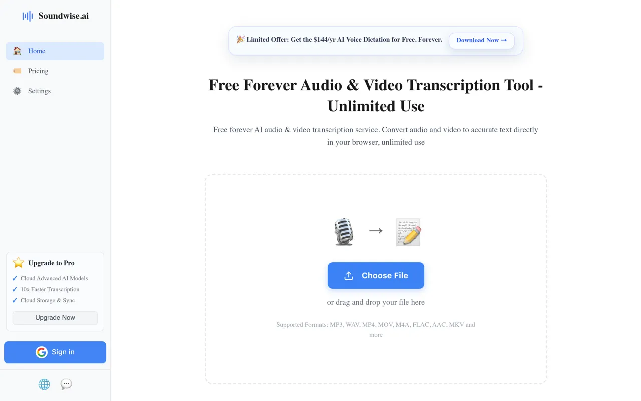 Screenshot of Soundwise.ai