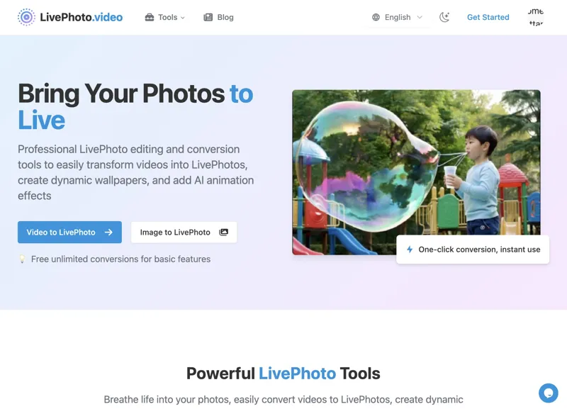 Screenshot of LivePhoto.video