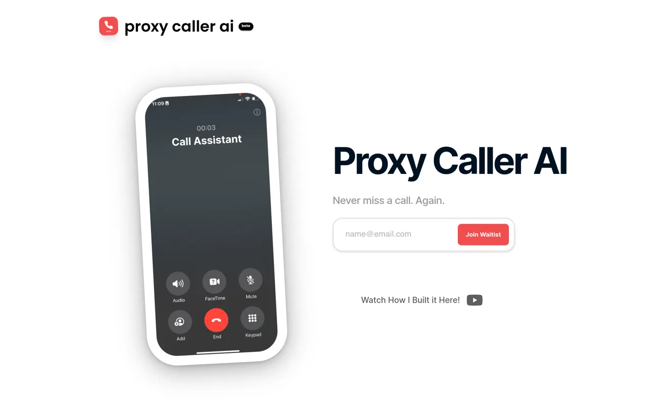 Screenshot of Proxy Call Assistant