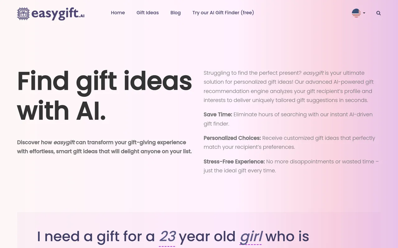 Screenshot of EasyGift.ai
