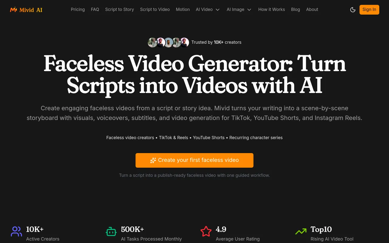 Screenshot of MiVid AI