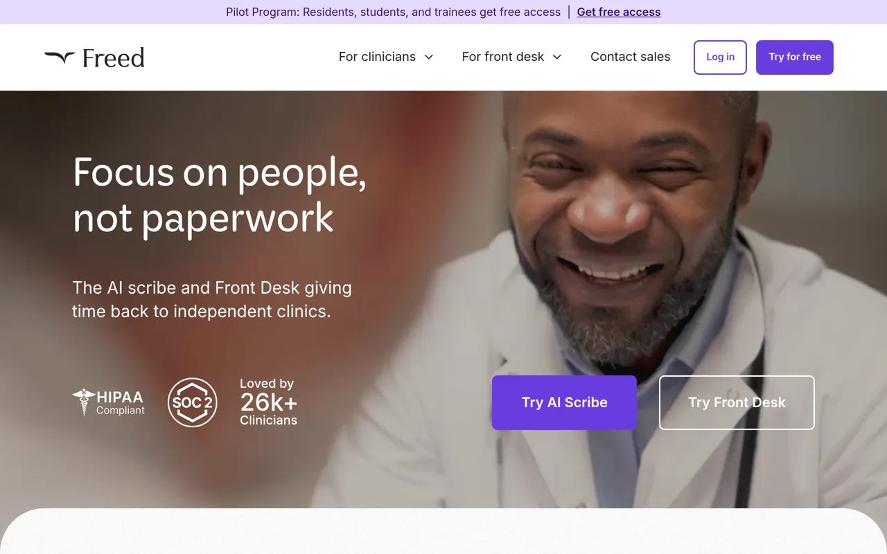 Screenshot of Freed AI Medical Scribe