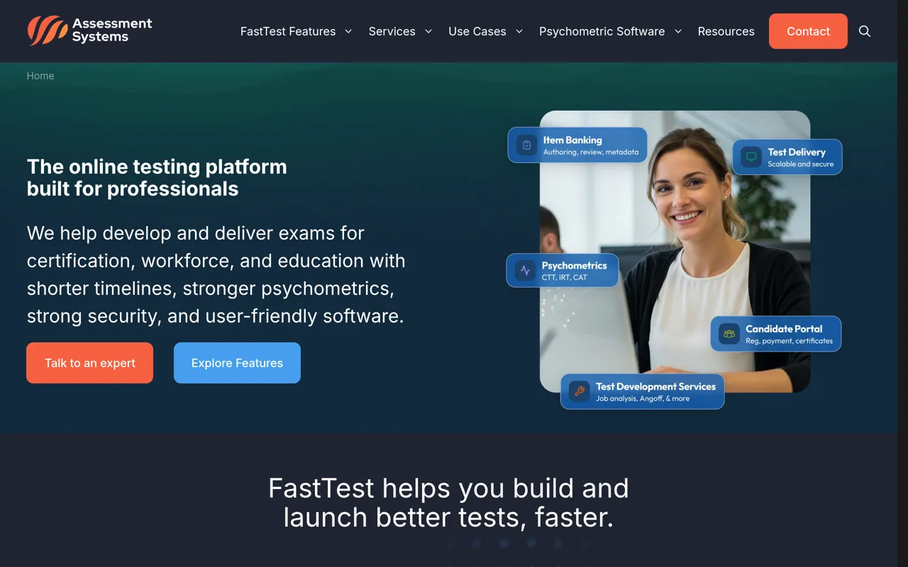 Screenshot of Assessment Systems FastTest