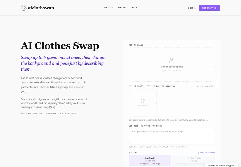 Screenshot of AIClothSwap