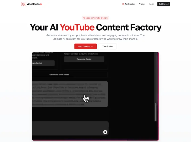Screenshot of VideoIdeas.ai